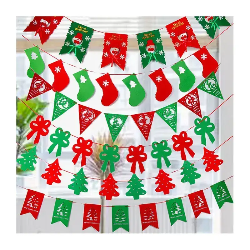 Christmas Flag Set Felt Cloth Red Green Wall Decor - Image 12