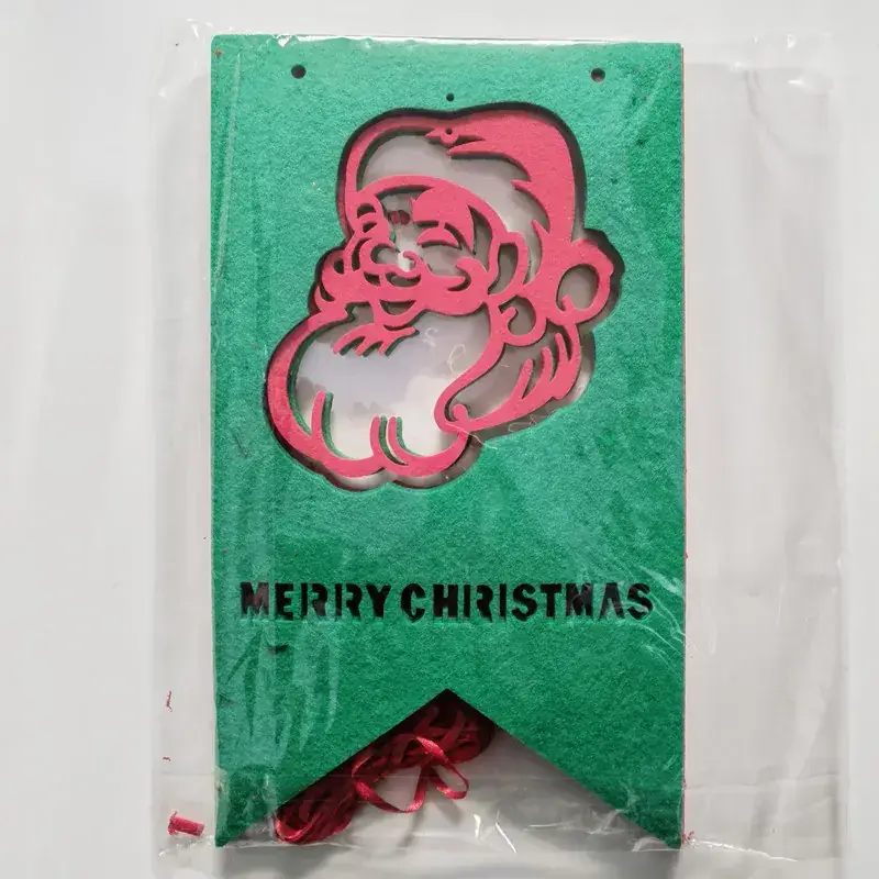 Christmas Flag Set Felt Cloth Red Green Wall Decor - Image 10