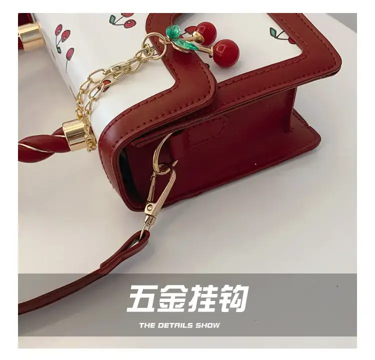 Cute Cherry Print Shoulder Crossbody Bag White Black — feature 4
