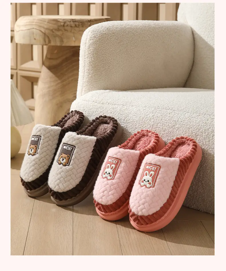 Cotton Slippers for Women 2026 New Autumn and Winter Indoor Home Warm Thick-Soled Couple's Winter Slippers with Fleece for Men — feature 12