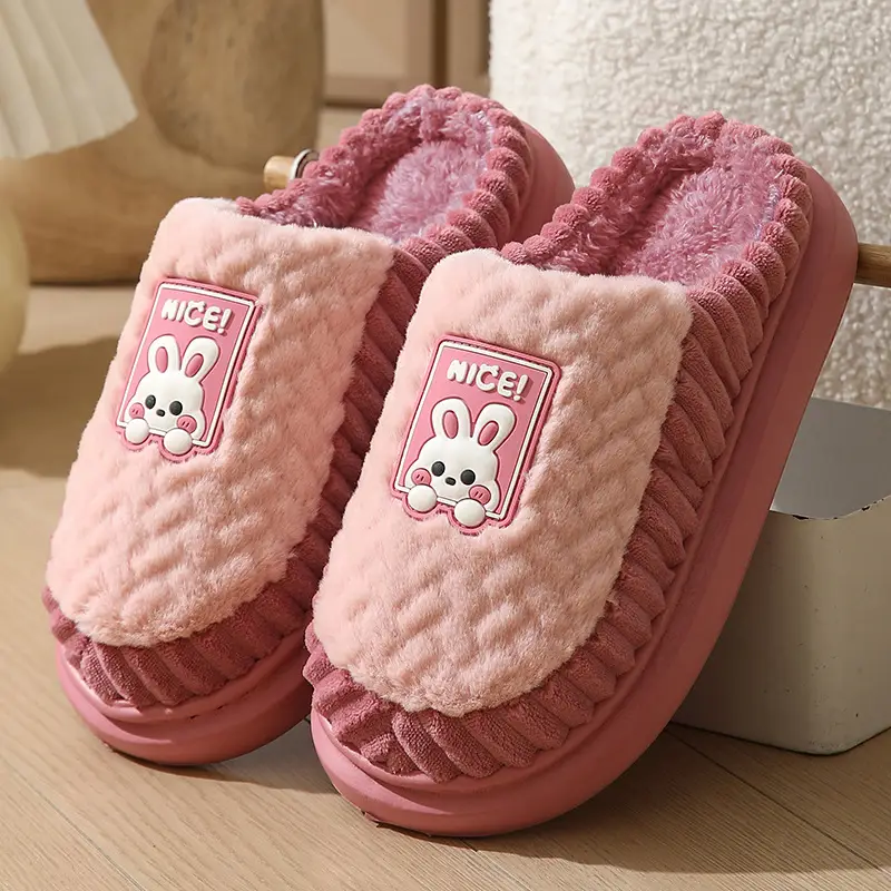 Cotton Slippers for Women 2026 New Autumn and Winter Indoor Home Warm Thick-Soled Couple's Winter Slippers with Fleece for Men