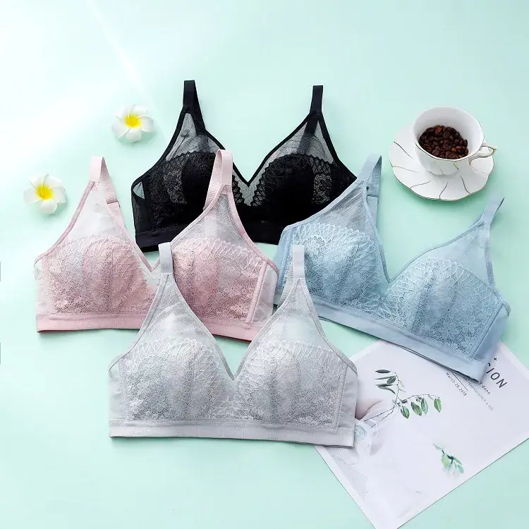 French Lace Cup Bra Rabbit Ears Crystal Summer - Image 8