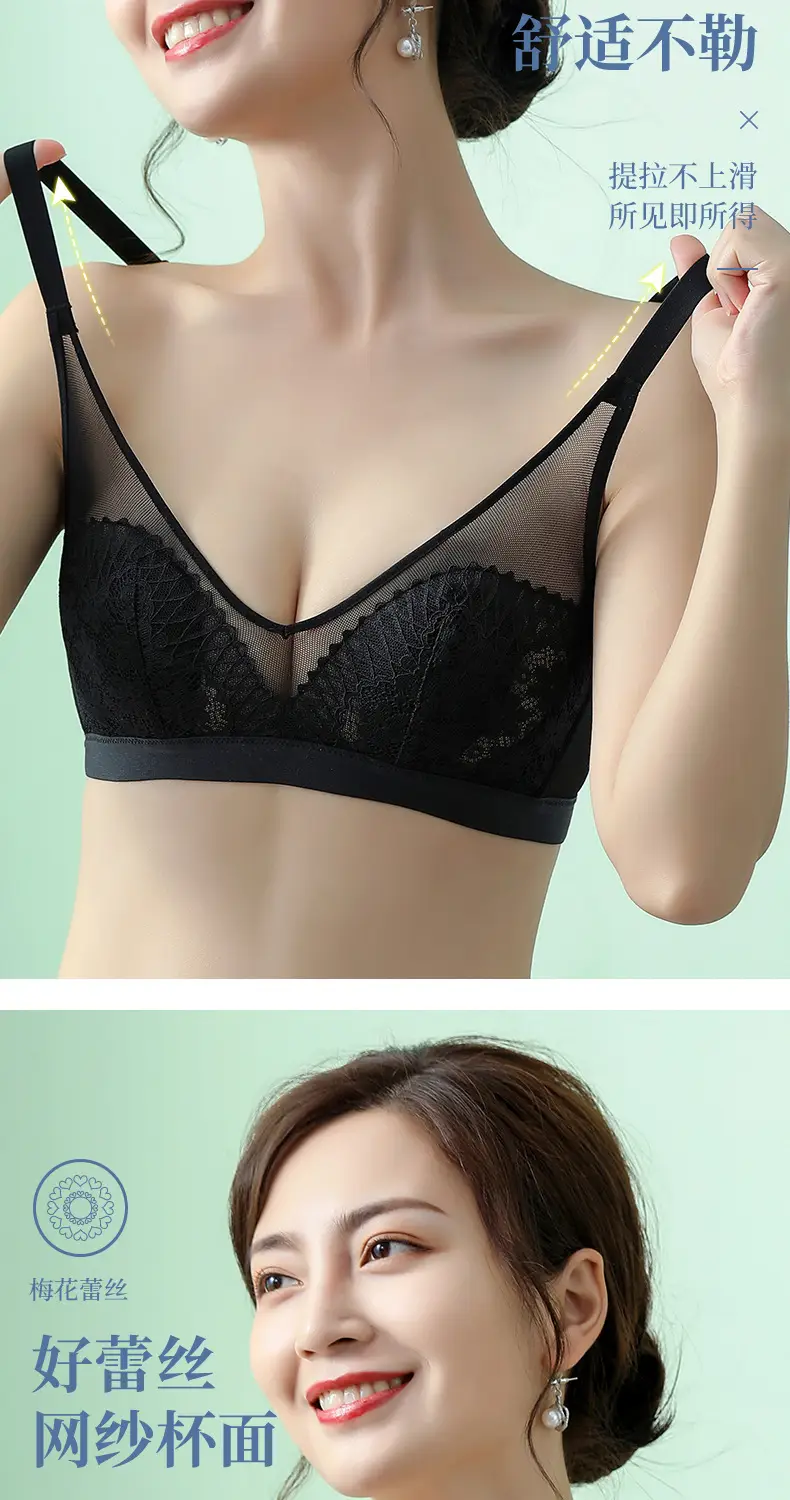 French Lace Cup Bra Rabbit Ears Crystal Summer — feature 8