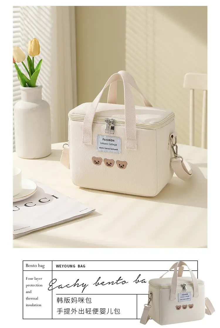White Canvas Shoulder Bag for Office Workers Large Capacity — feature 2