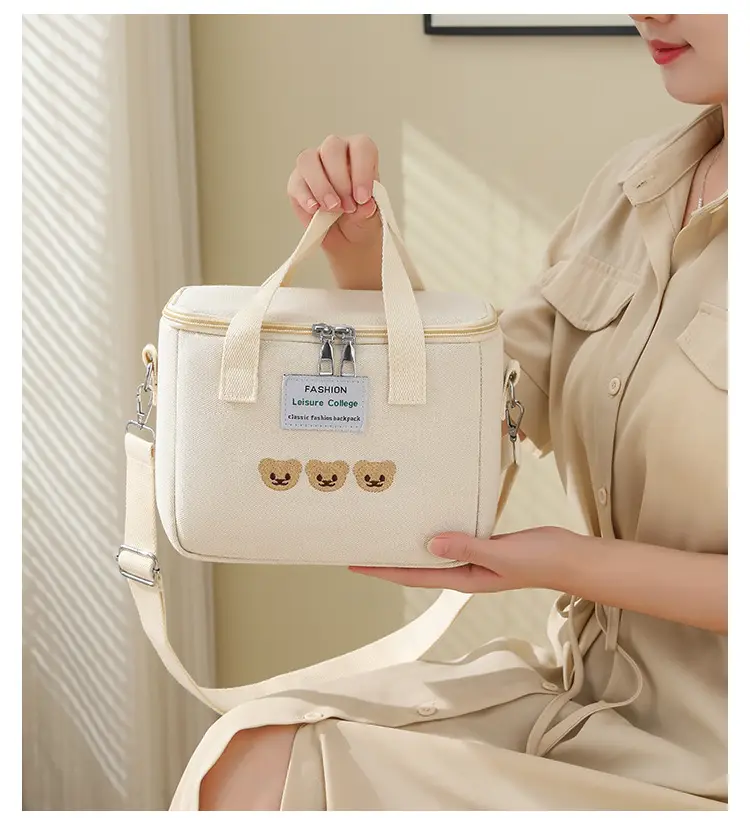 White Canvas Shoulder Bag for Office Workers Large Capacity — feature 9