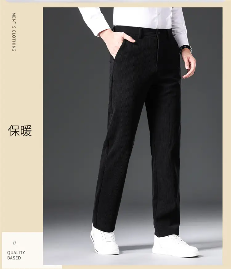 Corduroy Pants for Men, Autumn and Winter, Fleece-Lined, Straight-Leg Casual Pants, Winter Dad Pants, Workwear with Multiple Pockets — feature 13