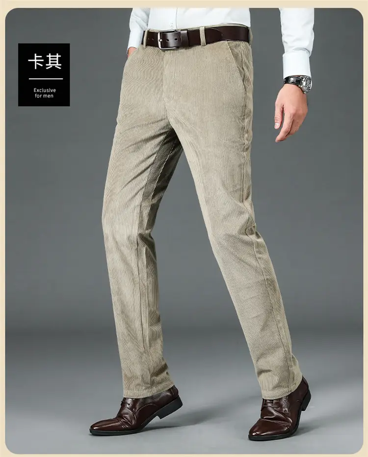 Corduroy Pants for Men, Autumn and Winter, Fleece-Lined, Straight-Leg Casual Pants, Winter Dad Pants, Workwear with Multiple Pockets — feature 14