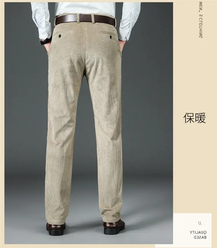 Corduroy Pants for Men, Autumn and Winter, Fleece-Lined, Straight-Leg Casual Pants, Winter Dad Pants, Workwear with Multiple Pockets — feature 15
