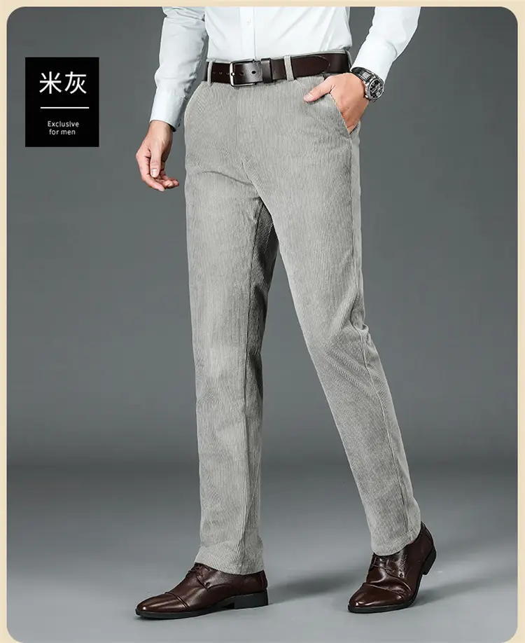 Corduroy Pants for Men, Autumn and Winter, Fleece-Lined, Straight-Leg Casual Pants, Winter Dad Pants, Workwear with Multiple Pockets — feature 16