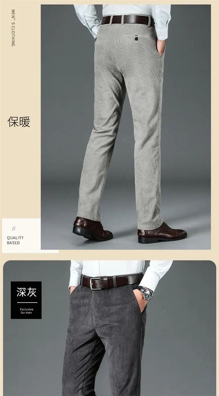 Corduroy Pants for Men, Autumn and Winter, Fleece-Lined, Straight-Leg Casual Pants, Winter Dad Pants, Workwear with Multiple Pockets — feature 17