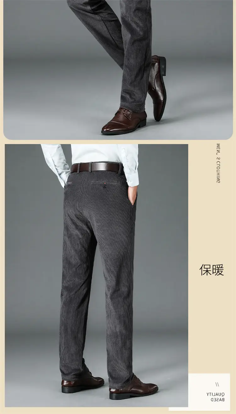 Corduroy Pants for Men, Autumn and Winter, Fleece-Lined, Straight-Leg Casual Pants, Winter Dad Pants, Workwear with Multiple Pockets — feature 18