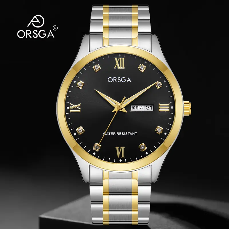 ORSGA Silver Dial Men's Watch with Live Quartz & Diamond Resistant