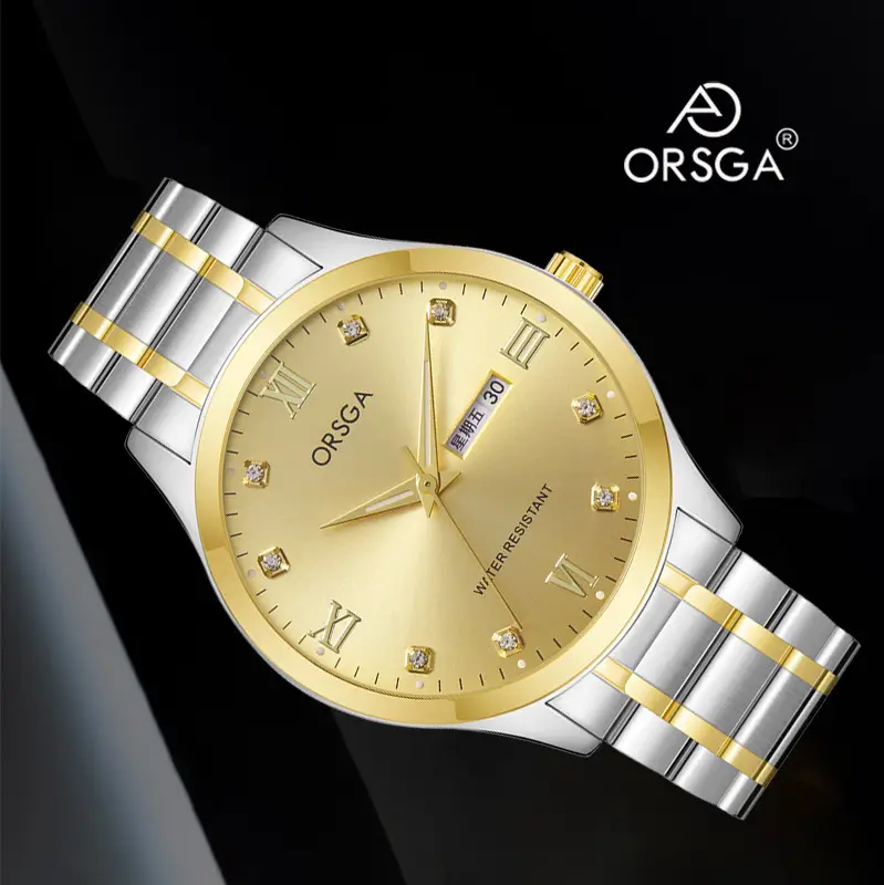 ORSGA Silver Dial Men's Watch with Live Quartz & Diamond Resistant