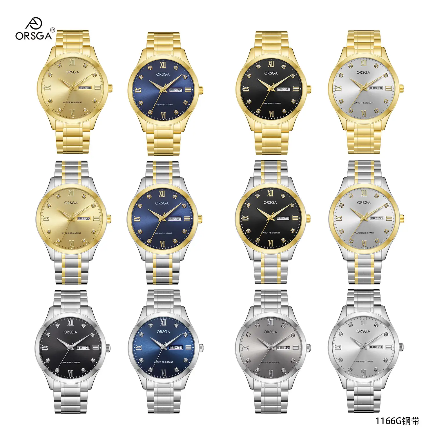 ORSGA Silver Dial Men's Watch with Live Quartz & Diamond Resistant