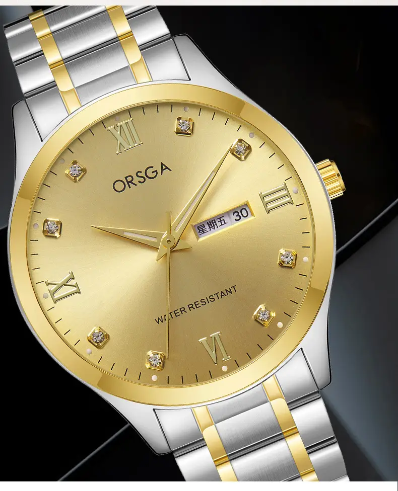 ORSGA Silver Dial Men's Watch with Live Quartz & Diamond Resistant — feature 6