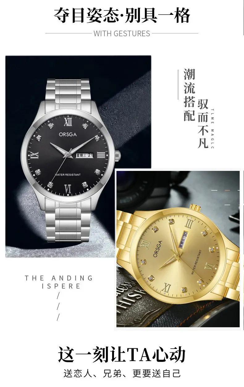 ORSGA Silver Dial Men's Watch with Live Quartz & Diamond Resistant — feature 7