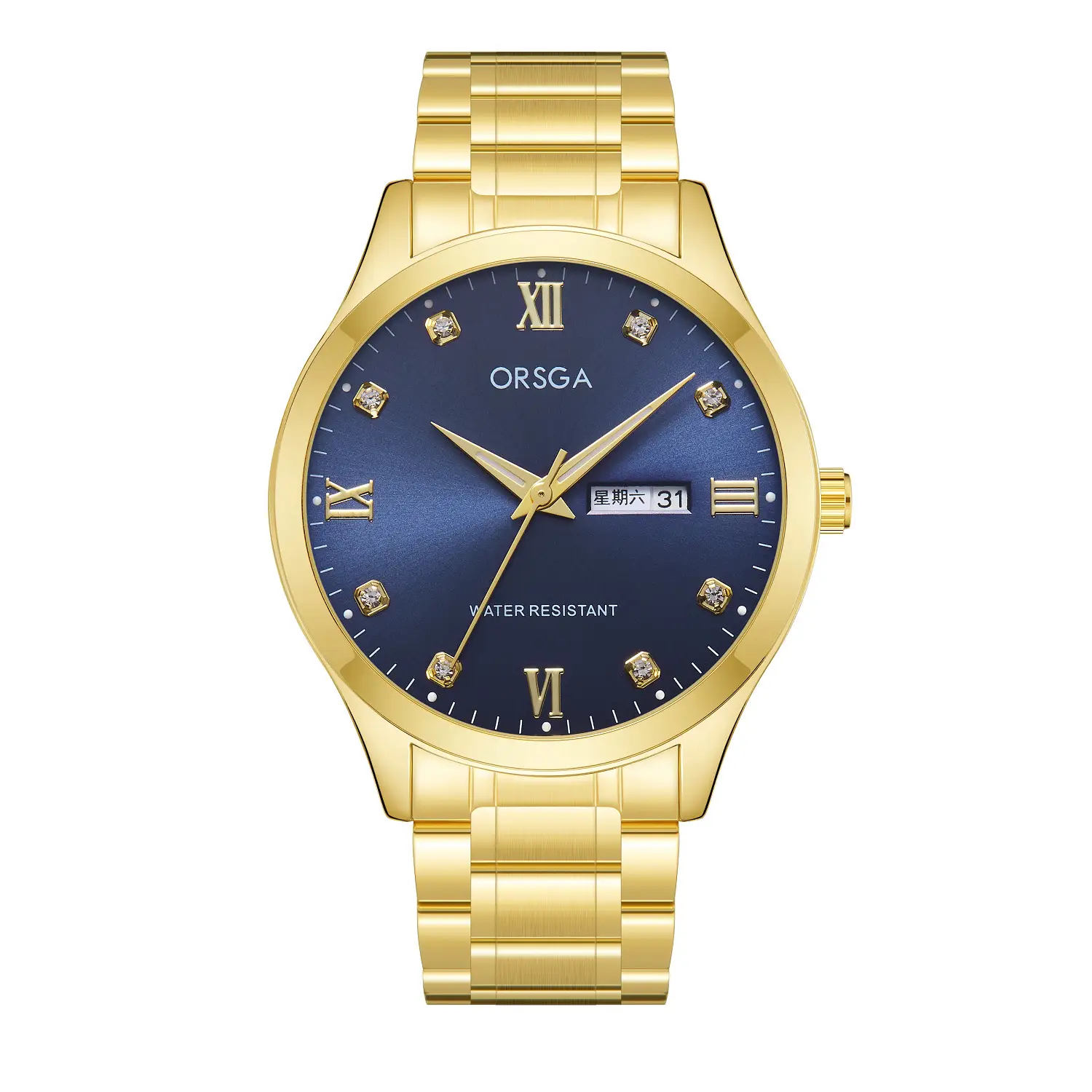 ORSGA Silver Dial Men's Watch with Live Quartz & Diamond Resistant