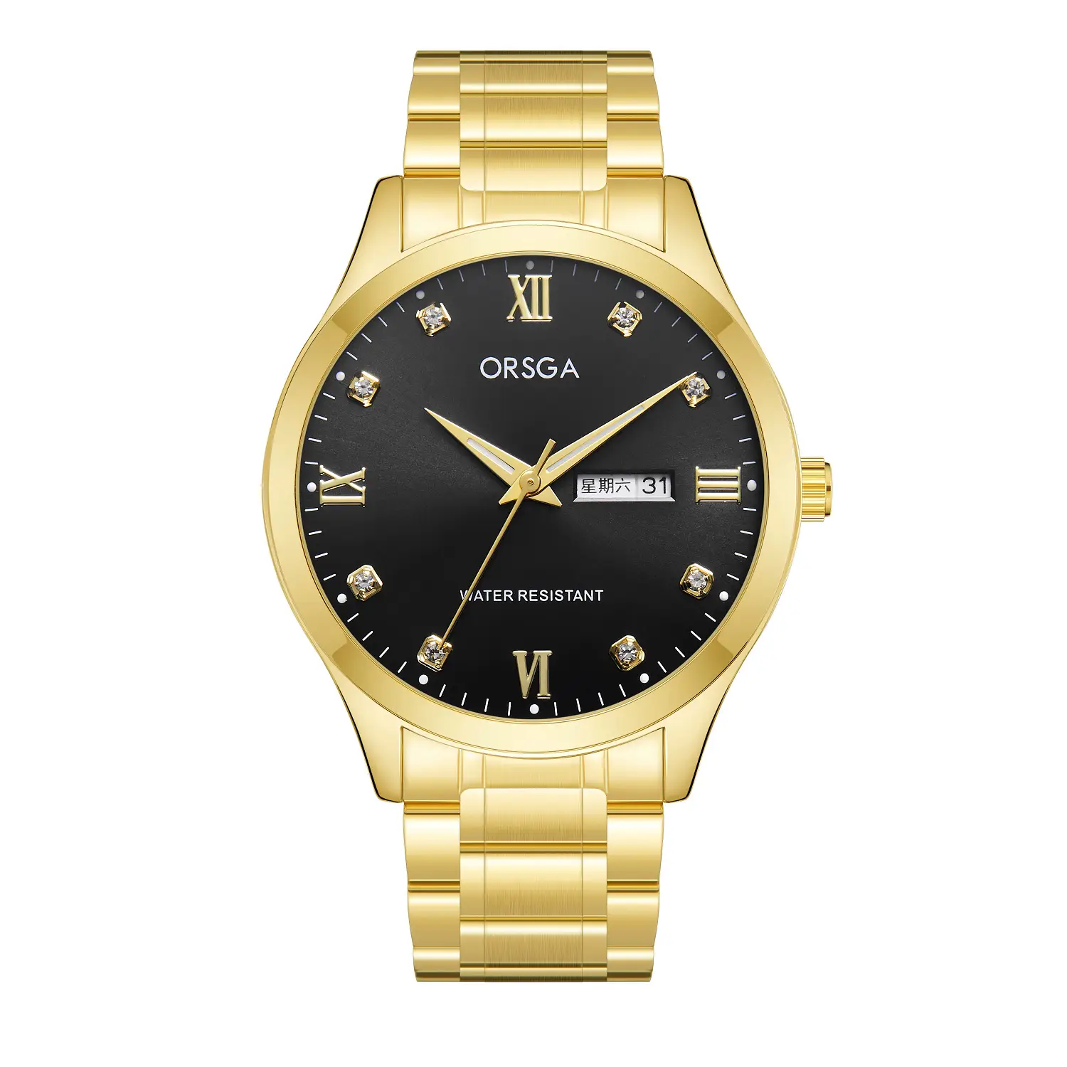 ORSGA Silver Dial Men's Watch with Live Quartz & Diamond Resistant
