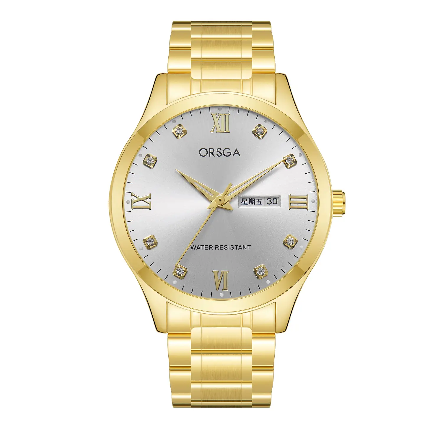 ORSGA Silver Dial Men's Watch with Live Quartz & Diamond Resistant