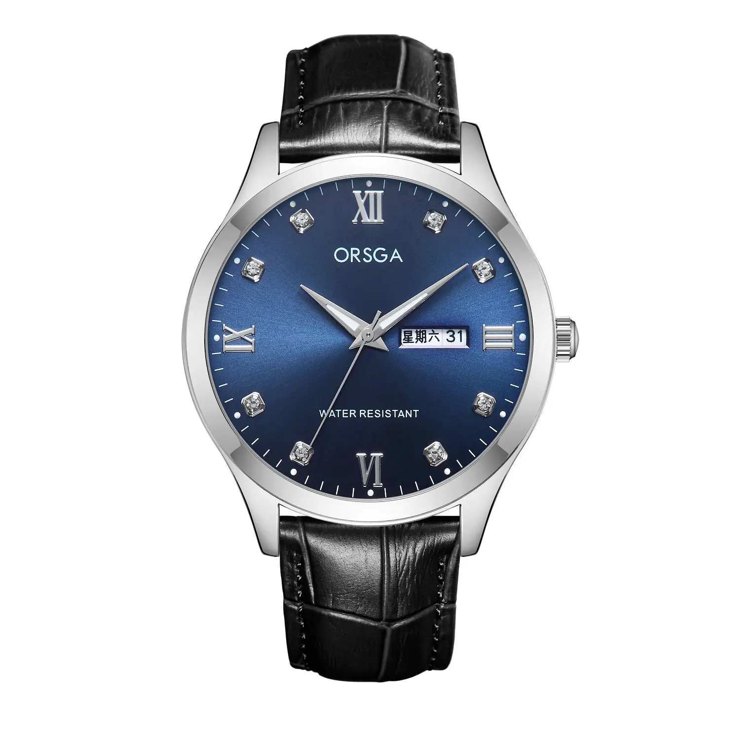 ORSGA Silver Dial Men's Watch with Live Quartz & Diamond Resistant