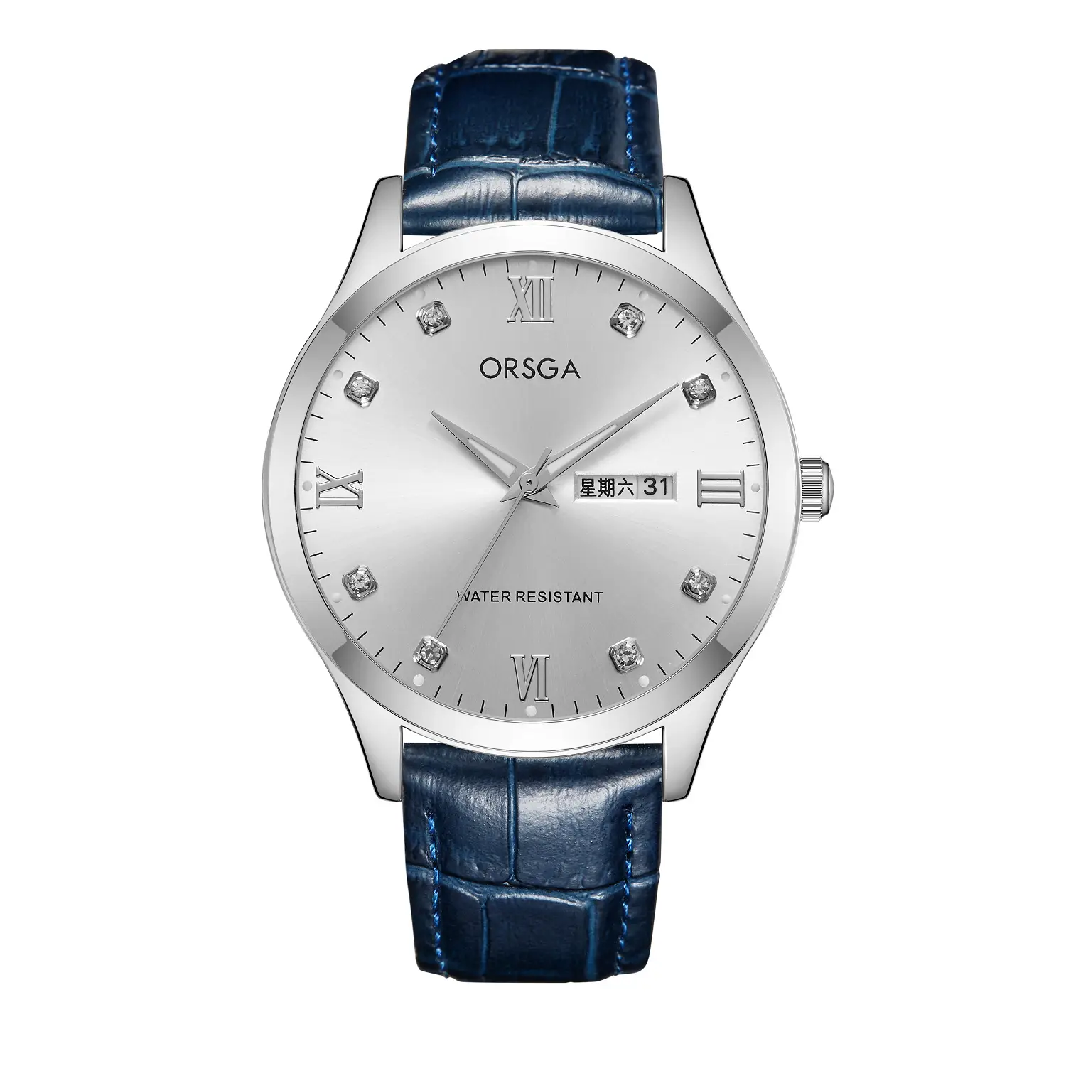 ORSGA Silver Dial Men's Watch with Live Quartz & Diamond Resistant