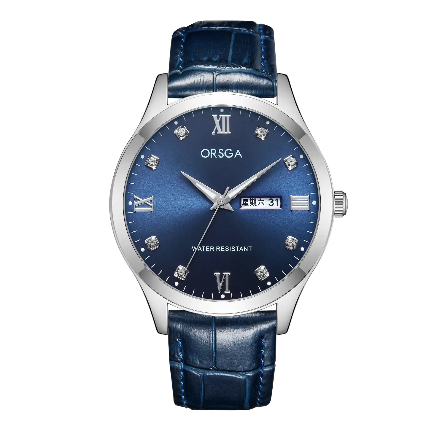 ORSGA Silver Dial Men's Watch with Live Quartz & Diamond Resistant
