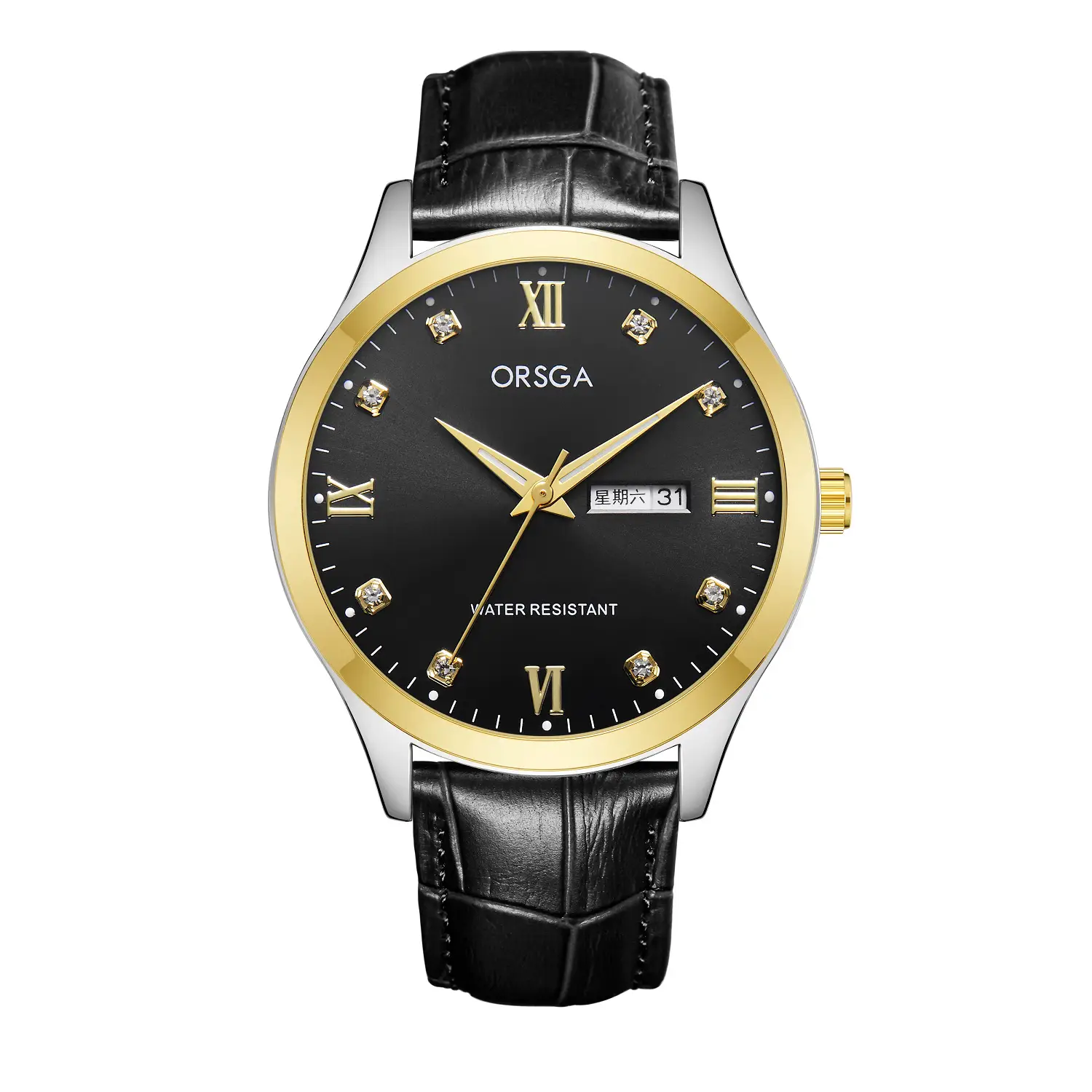 ORSGA Silver Dial Men's Watch with Live Quartz & Diamond Resistant