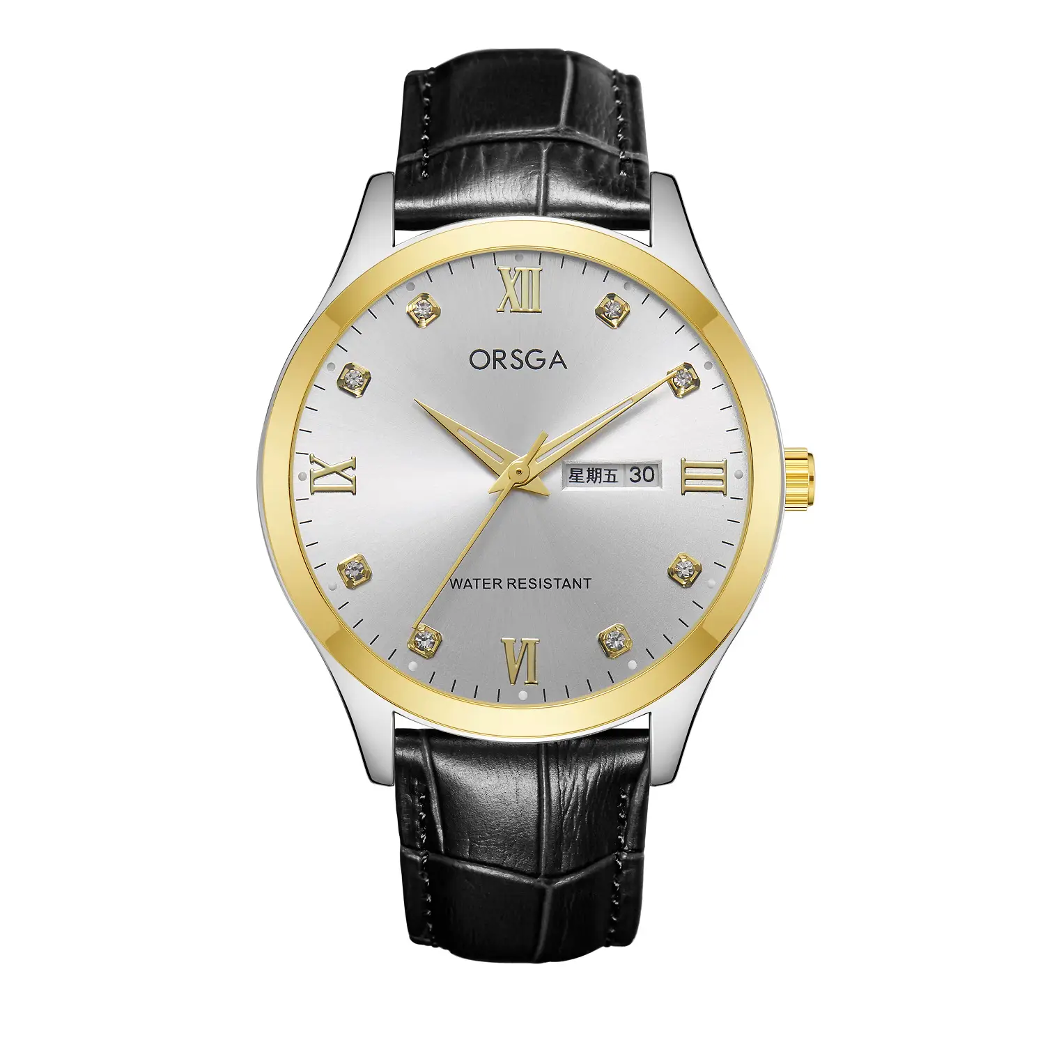 ORSGA Silver Dial Men's Watch with Live Quartz & Diamond Resistant