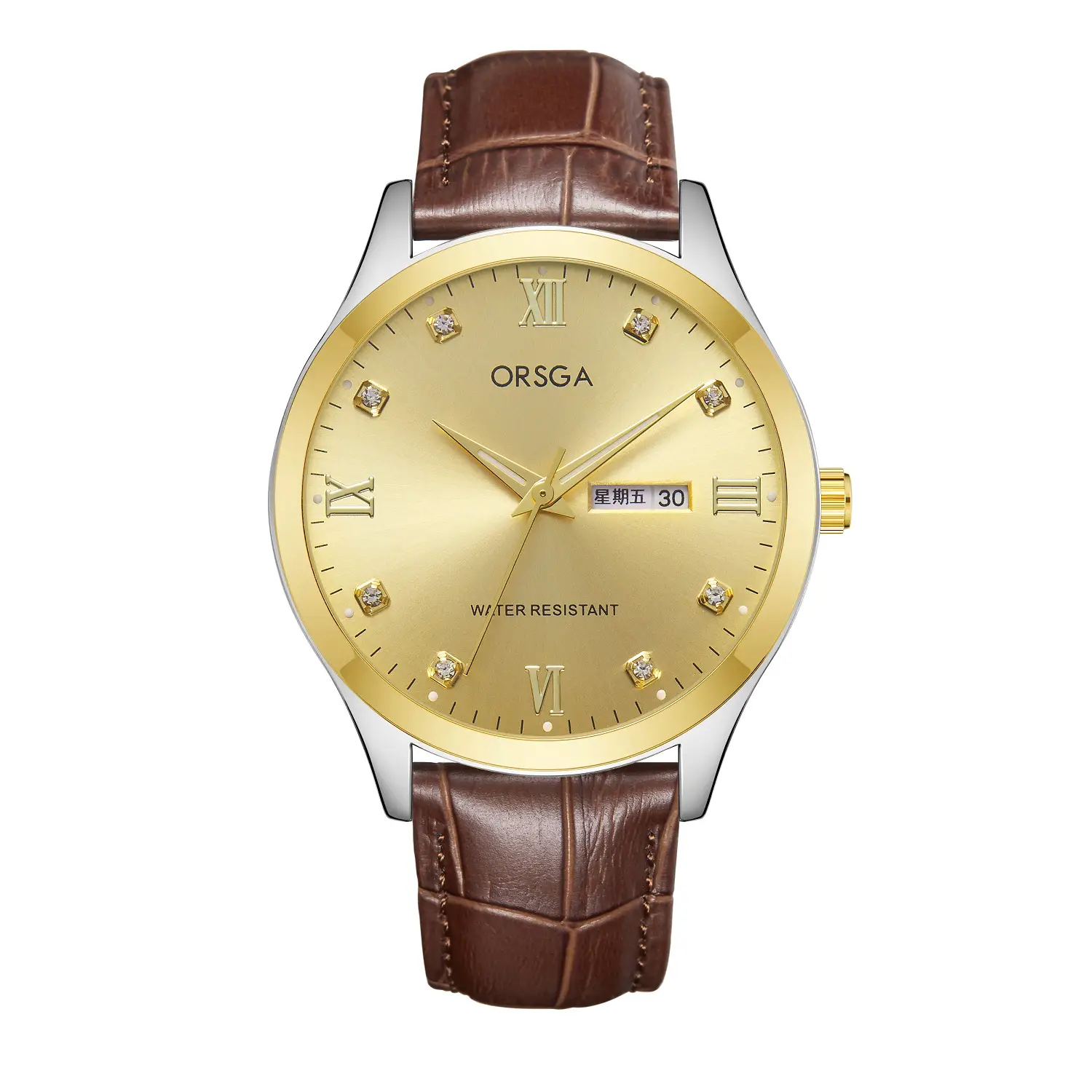 ORSGA Silver Dial Men's Watch with Live Quartz & Diamond Resistant