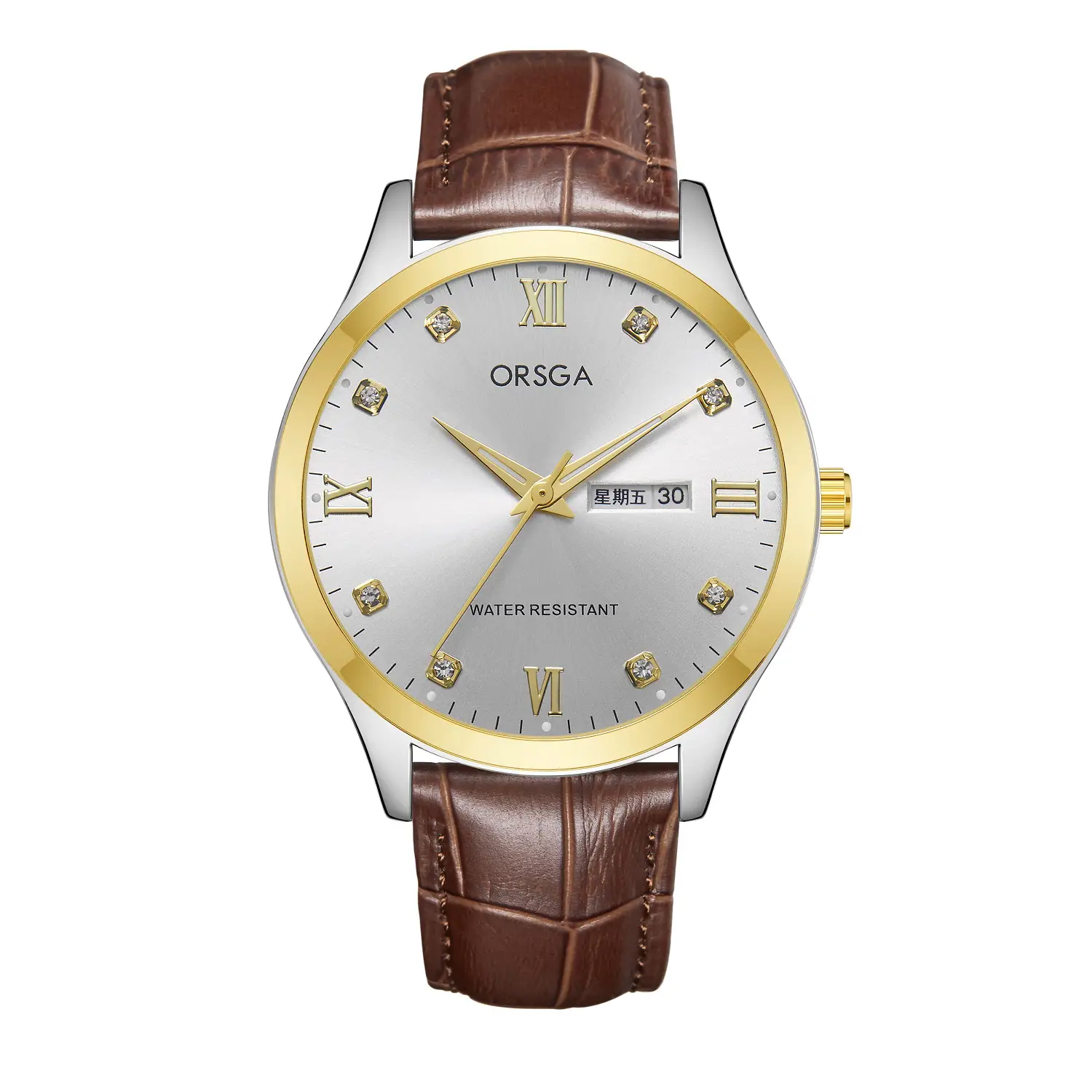 ORSGA Silver Dial Men's Watch with Live Quartz & Diamond Resistant
