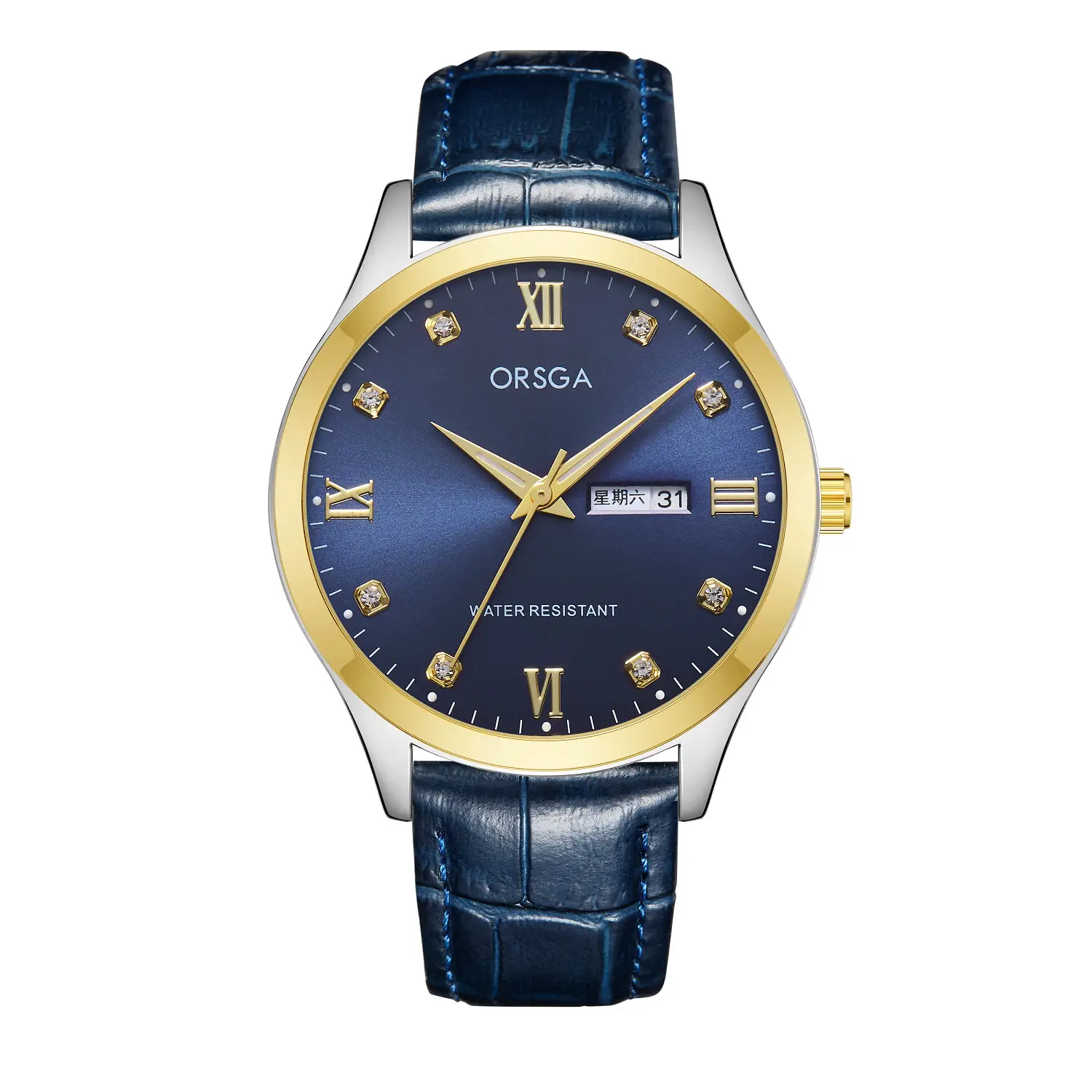 ORSGA Silver Dial Men's Watch with Live Quartz & Diamond Resistant