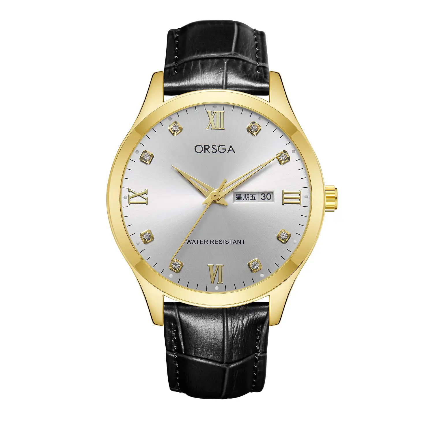 ORSGA Silver Dial Men's Watch with Live Quartz & Diamond Resistant