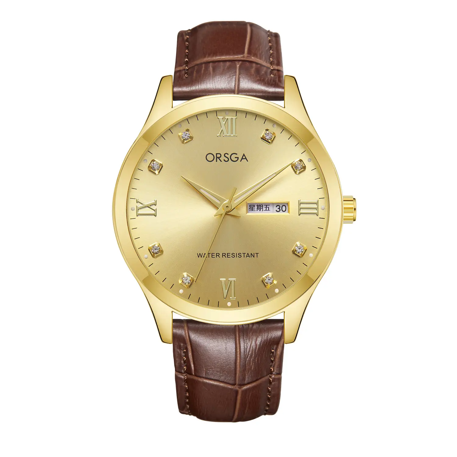 ORSGA Silver Dial Men's Watch with Live Quartz & Diamond Resistant