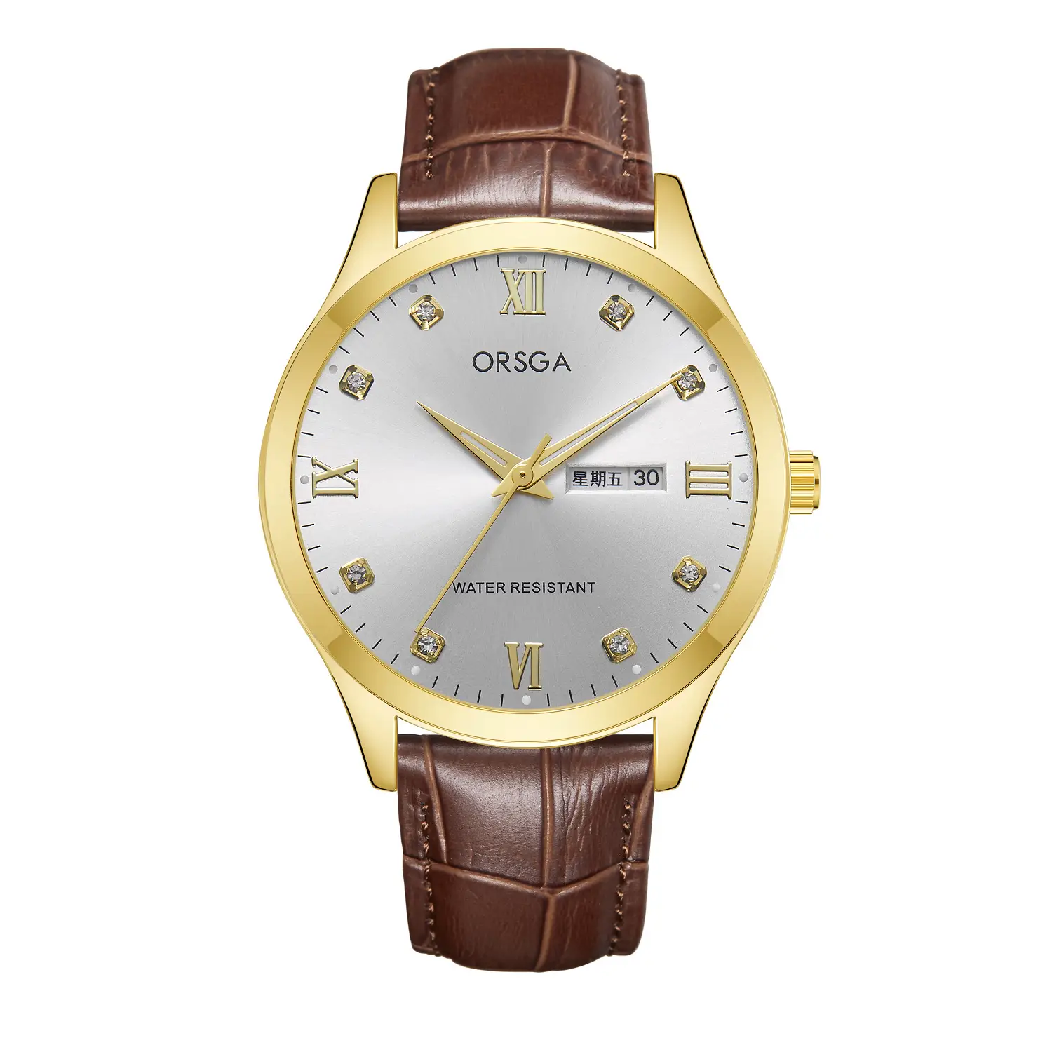 ORSGA Silver Dial Men's Watch with Live Quartz & Diamond Resistant