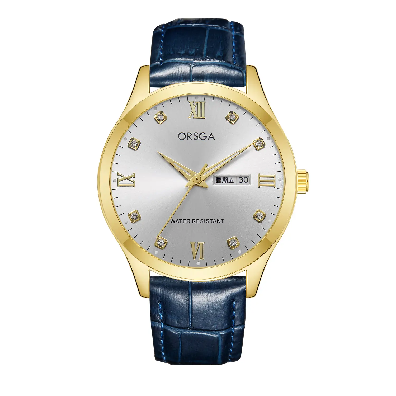 ORSGA Silver Dial Men's Watch with Live Quartz & Diamond Resistant