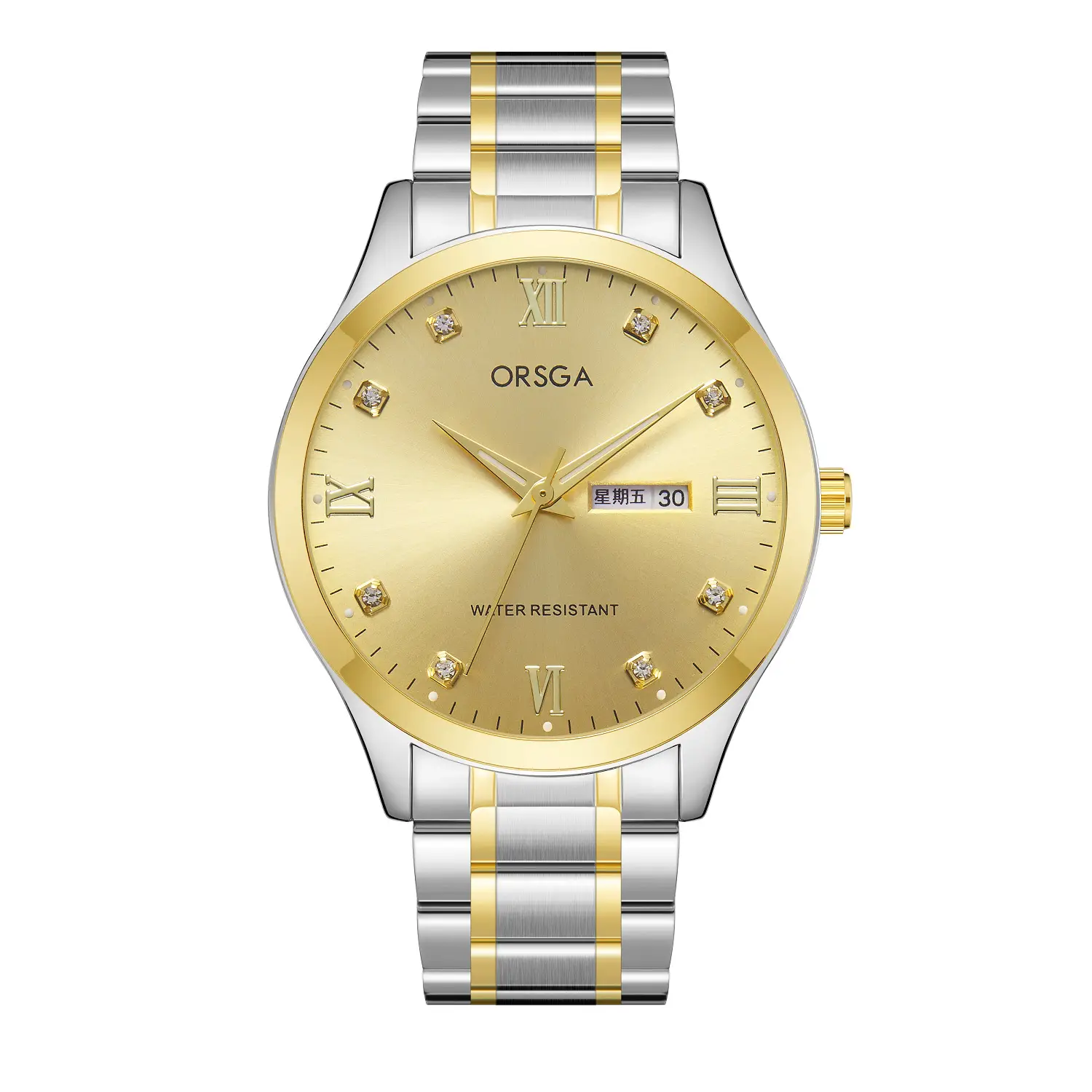 ORSGA Silver Dial Men's Watch with Live Quartz & Diamond Resistant