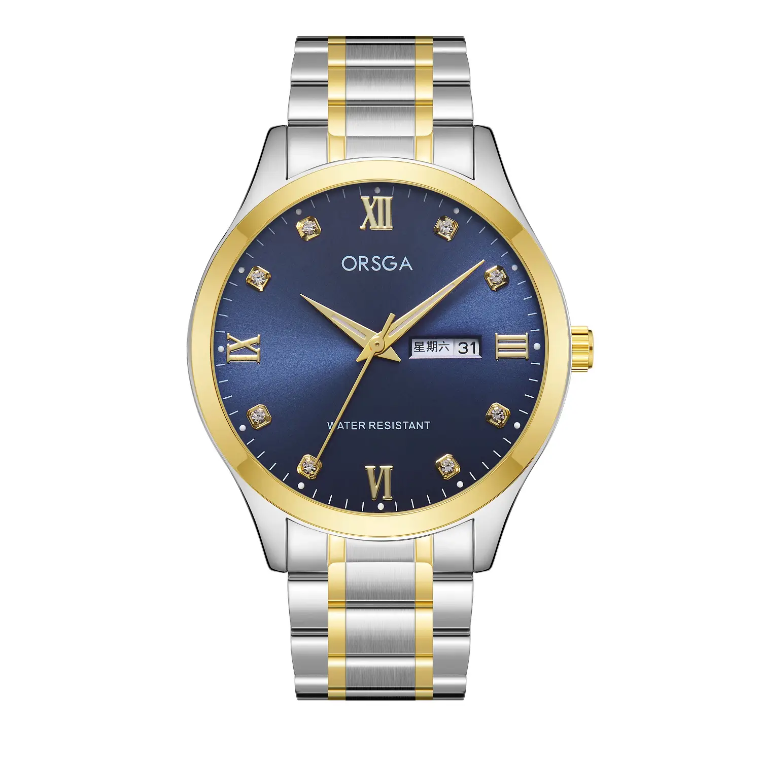 ORSGA Silver Dial Men's Watch with Live Quartz & Diamond Resistant