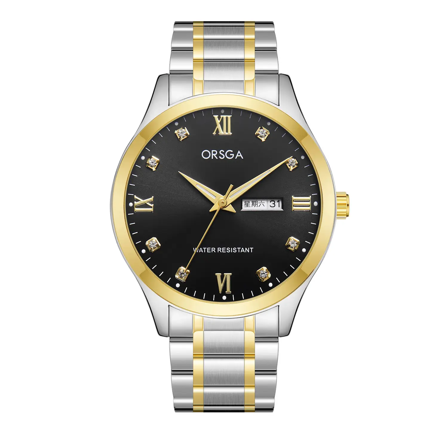 ORSGA Silver Dial Men's Watch with Live Quartz & Diamond Resistant