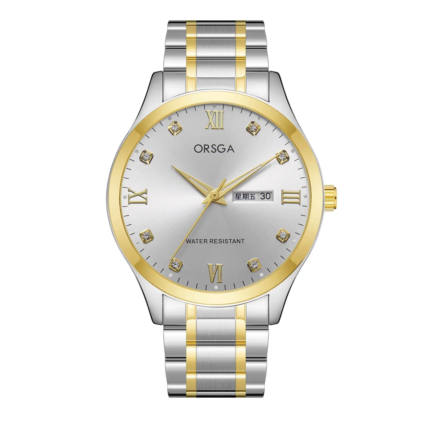 ORSGA Silver Dial Men's Watch with Live Quartz & Diamond Resistant
