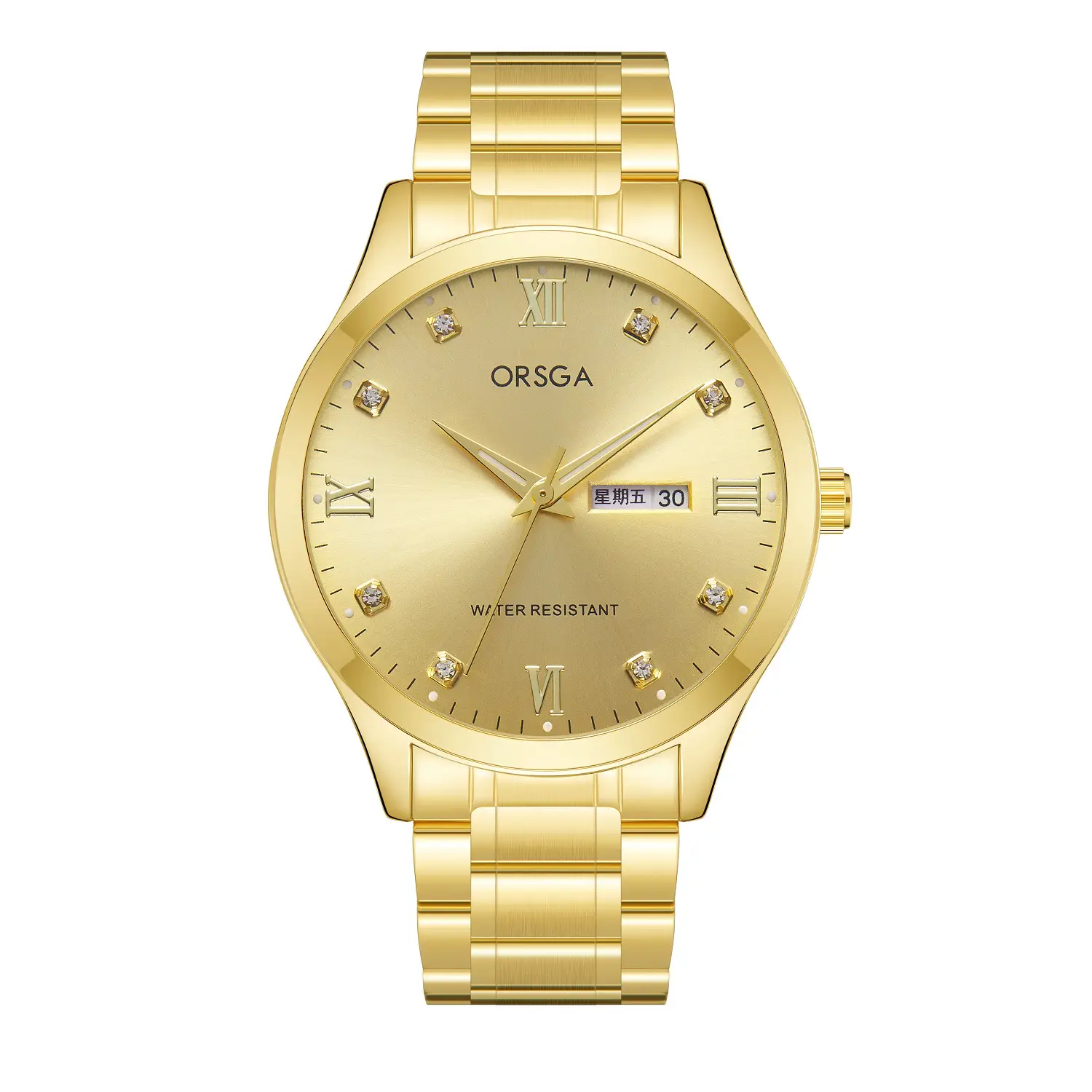 ORSGA Silver Dial Men's Watch with Live Quartz & Diamond Resistant