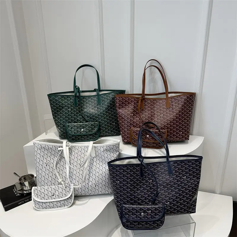 Brown Woven Dog Pattern Commuter Tote Bag for Women