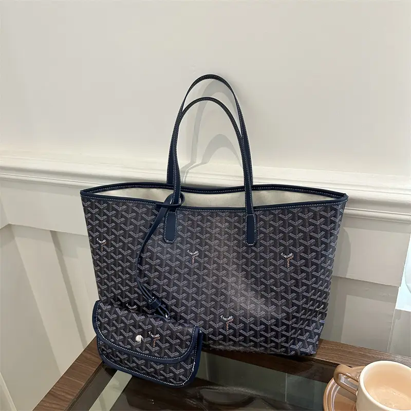 Brown Woven Dog Pattern Commuter Tote Bag for Women