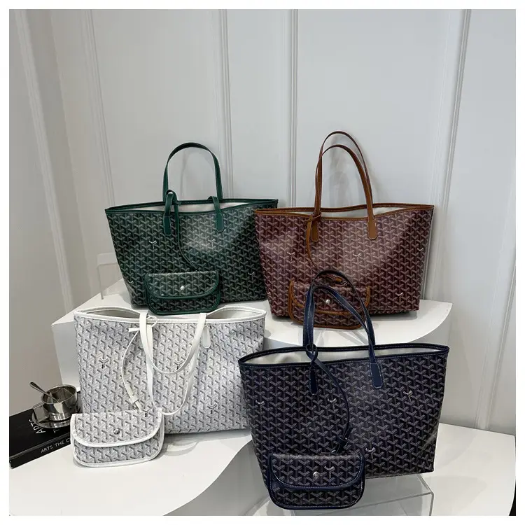 Brown Woven Dog Pattern Commuter Tote Bag for Women — feature 21