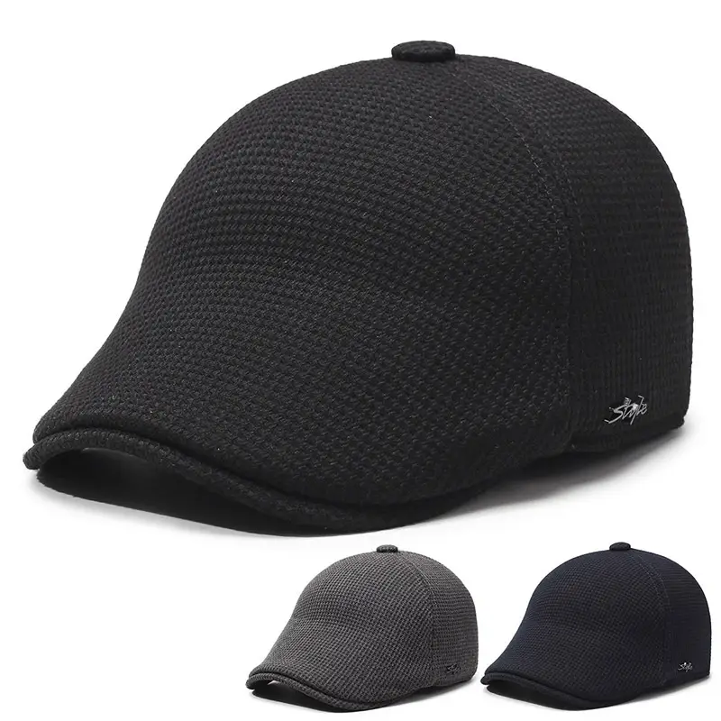 Men's Black Fleece Cap with Ear Protection Winter Warm - Image 5
