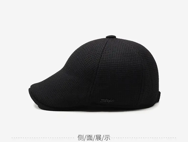 Men's Black Fleece Cap with Ear Protection Winter Warm — feature 10