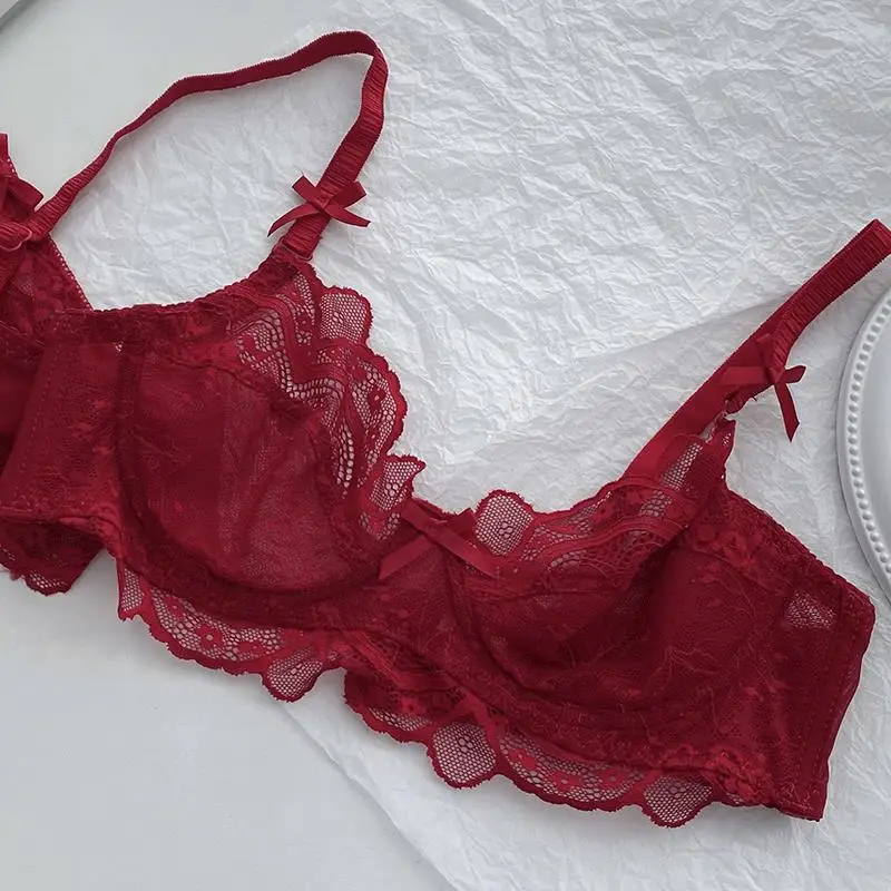 White Lace Bra with Steel Rings Large Chest Small Underwear — feature 10