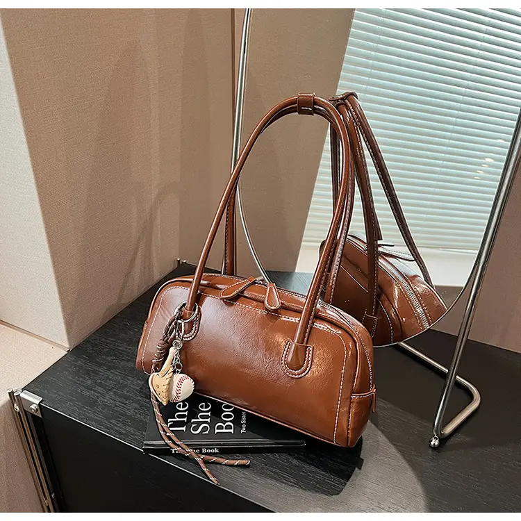 Women Shoulder Bag Brown Leather 2024 New Fashion — feature 23