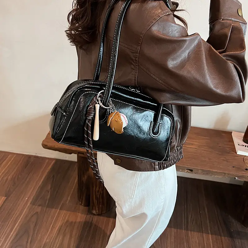 Women Shoulder Bag Brown Leather 2024 New Fashion - Image 6