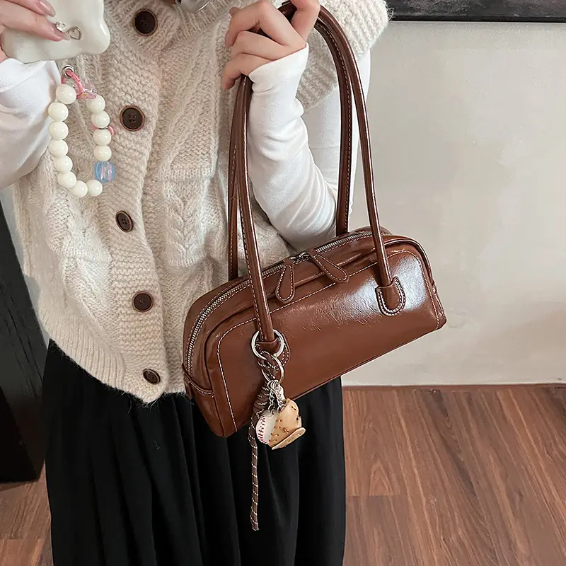 Women Shoulder Bag Brown Leather 2024 New Fashion - Image 8