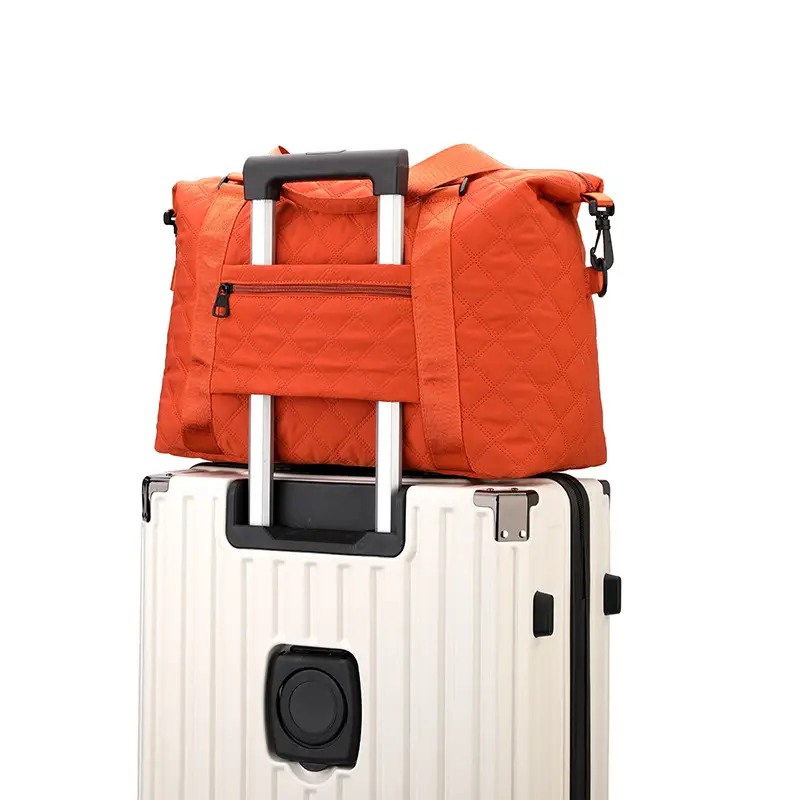 Orange Quilted Gym Bag Large Capacity Sports Tote